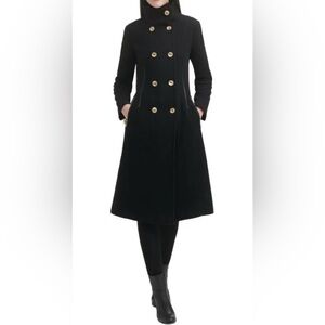 New Guess Women's Double Breasted Wool Black Coat Size Small